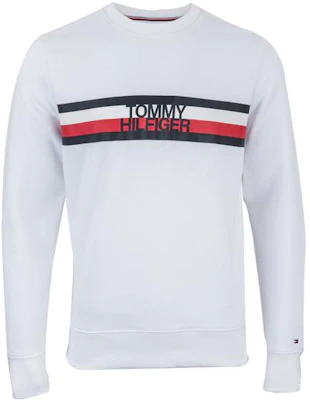 Tommy Hilfiger 白色條紋圓領長袖標誌印花衛衣 MW0MW09067-100 Buy Tommy Hilfiger 白色條紋圓領長袖標誌印花衛衣 MW0MW09067-100