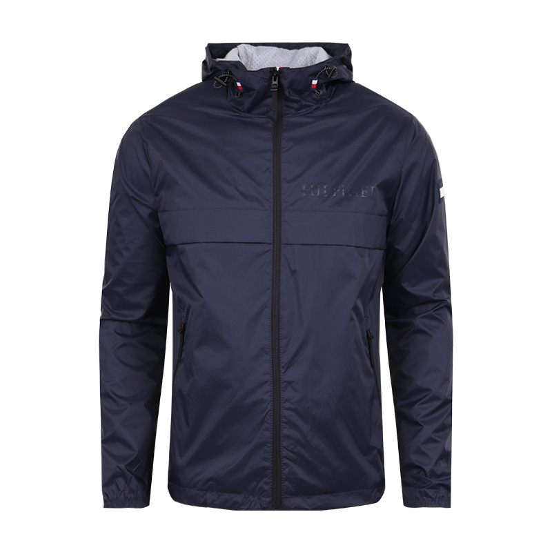 Tommy Hilfiger Windproof Waterproof Classic Solid Hooded Zip Jacket. 153AN883-NVY/BLK