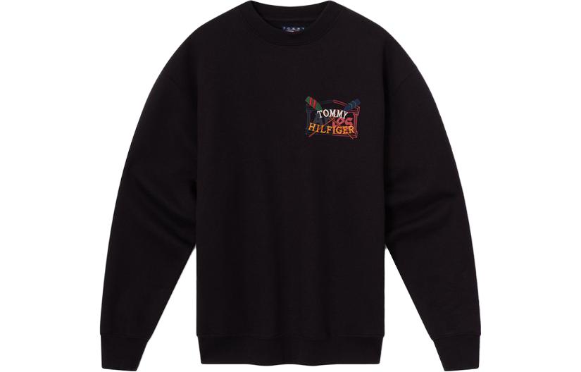 Tommy Hilfiger Aries Embroidered Logo Oversized Crewneck Sweatshirt Black Unisex DM0DM16538-BDS