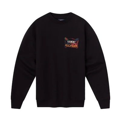 Tommy Hilfiger Aries Embroidered Logo Oversized Crewneck Sweatshirt Black Unisex DM0DM16538-BDS