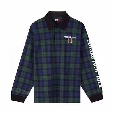 Tommy Hilfiger AWAKE Plaid Letter Embroidery Polo Collar Sweatshirt Blue Green DM0DM17381