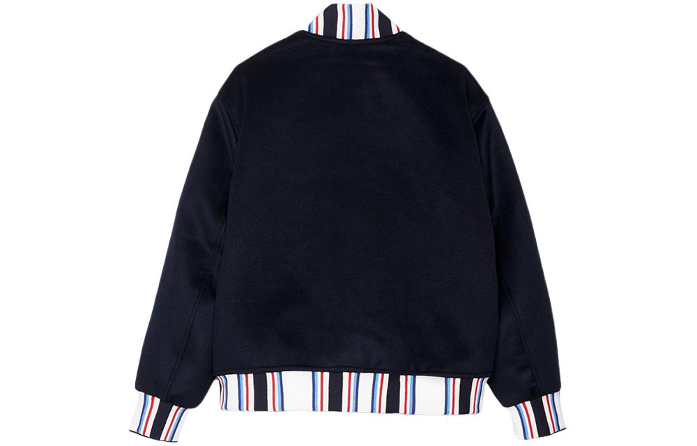 Lookbook Tommy Hilfiger x CLOT SS24 Jaket Navy Unisex Warna Blok Kolar Baseball. MW0MW34794