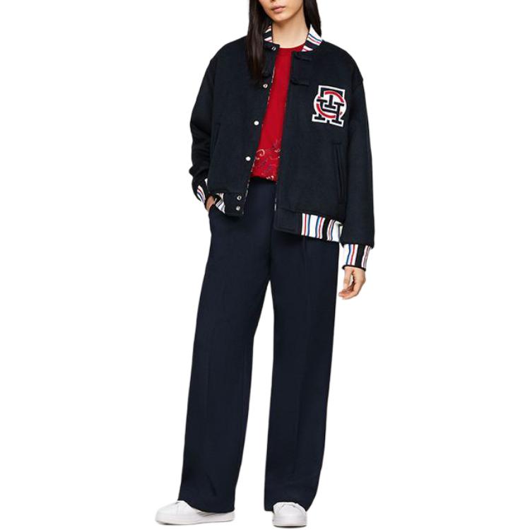 Purchase Tommy Hilfiger x CLOT SS24 Jaket Navy Unisex Warna Blok Kolar Baseball. MW0MW34794