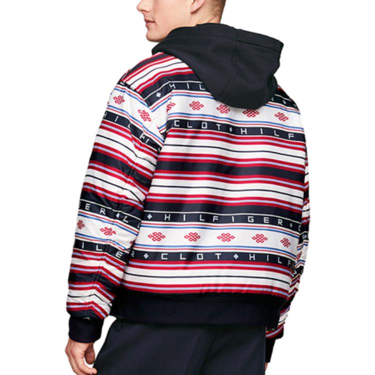 Sizing Tommy Hilfiger x CLOT SS24 Jaket Navy Unisex Warna Blok Kolar Baseball. MW0MW34794