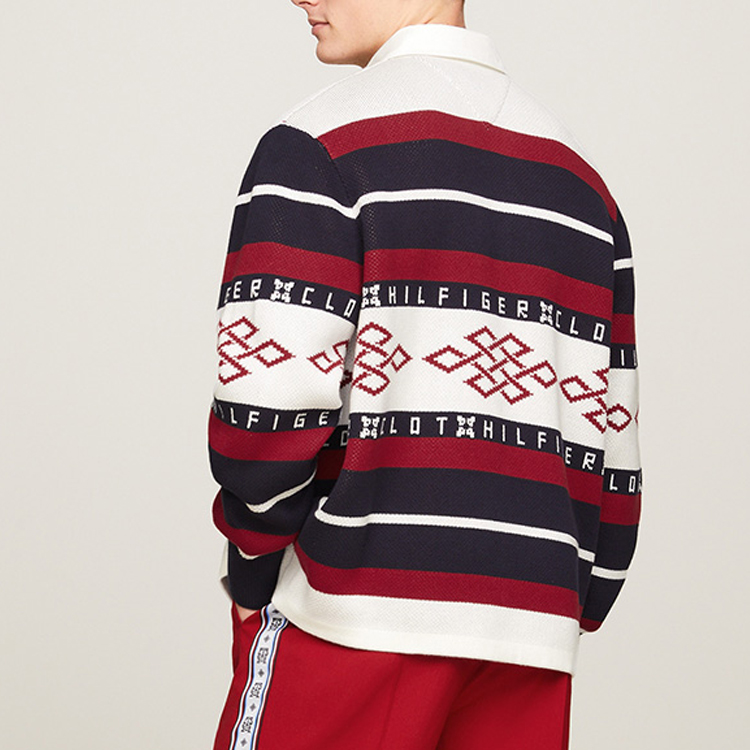 Purchase Tommy Hilfiger x CLOT SS24 拼接寬鬆版針織衫 男女款 - 海軍藍 MW0MW34804-0K4