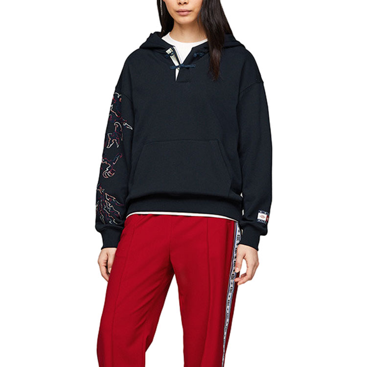 Purchase 汤米·希尔费格 x CLOT 2024春夏宽松版型海军蓝棉质男女同款卫衣合集. MW0MW34805-DW5