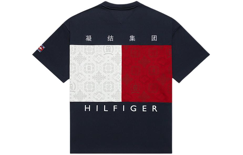 Lookbook 汤米希尔费格 x CLOT SS24 字母印花海军蓝男女同款圆领T恤 CLTE23F35584