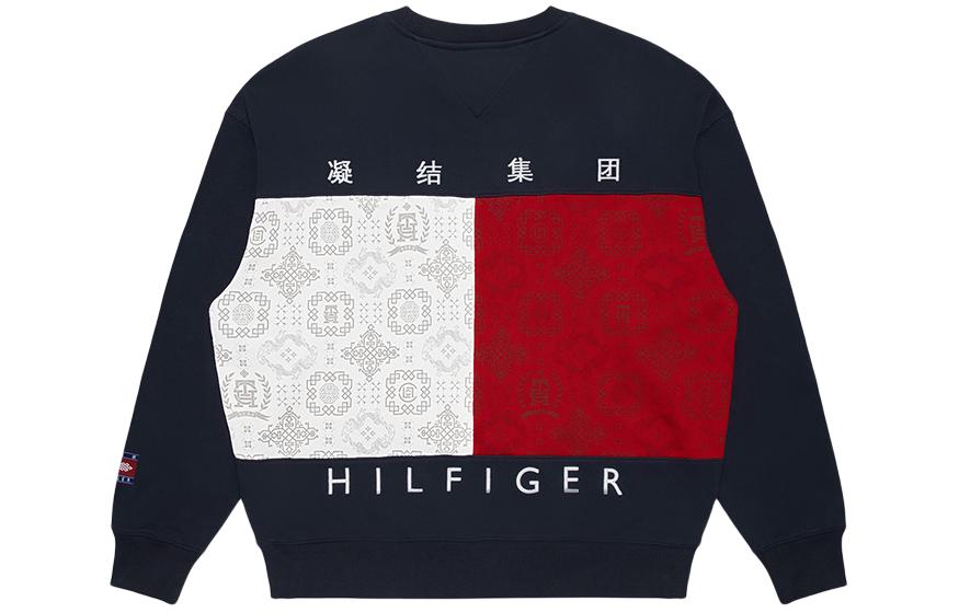 Tommy Hilfiger CLOT SS24 Navy Letter Print Crewneck Sweatshirt Unisex CLSS23F35583