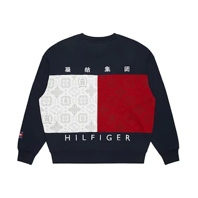 Tommy Hilfiger CLOT SS24 Navy Letter Print Crewneck Sweatshirt Unisex CLSS23F35583