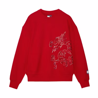 Tommy Hilfiger CLOT SS24 Red Animal Print Unisex Crewneck Sweatshirt MW0MW35189-XMP