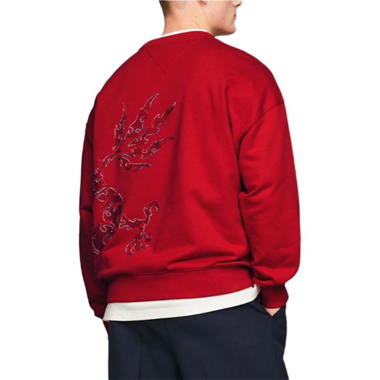 Details for 汤米希尔费格 x CLOT SS24 红色动物印花男女通用圆领卫衣 MW0MW35189-XMP