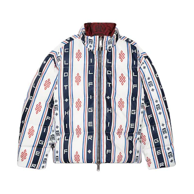 Tommy Hilfiger CLOT SS24 Reversible Puffer Jacket Unisex Maroon Colorblock. MW0MW34797-0K4