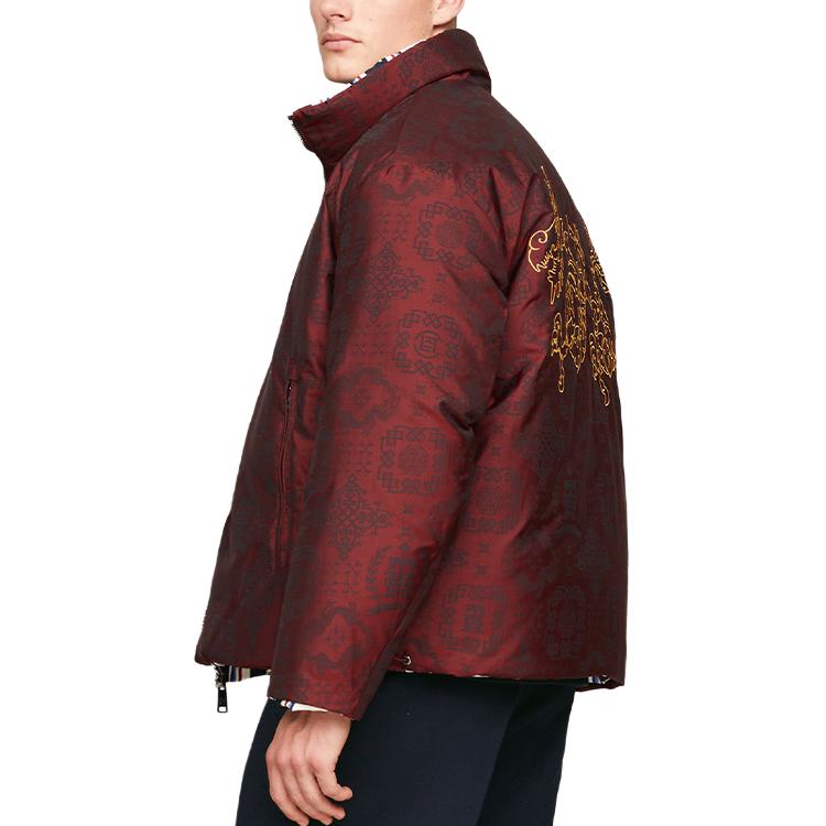 Sizing 汤米·希尔费格 x CLOT SS24 男女同款可双面穿拼色酒红色羽绒夹克. MW0MW34797-0K4