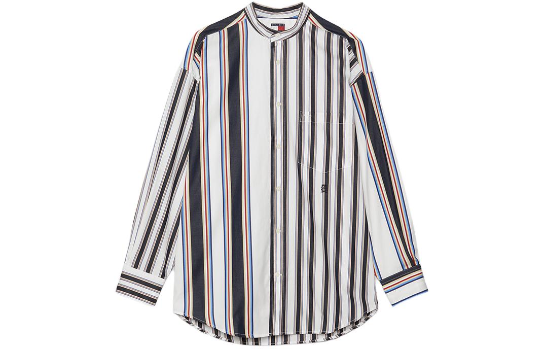 Order Kemeja Lengan Panjang Garis Tommy Hilfiger x CLOT SS24 Navy/Putih Unisex. MW0MW34800-0K4