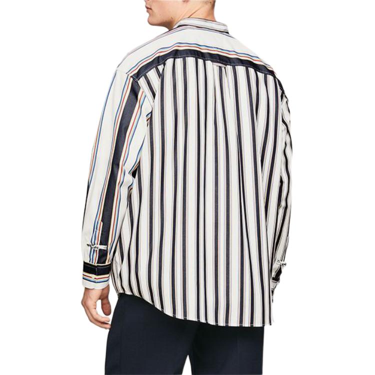 Details for Kemeja Lengan Panjang Garis Tommy Hilfiger x CLOT SS24 Navy/Putih Unisex. MW0MW34800-0K4