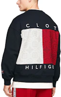 Details for Tommy Hilfiger x CLOT SS24 Unisex Oversized Patchwork Sweatshirt Navy Blue. MW0MW35190-DW5