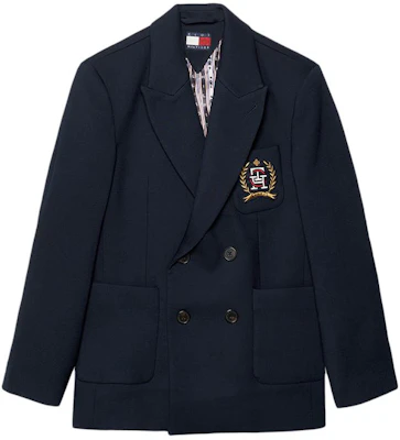 Tommy Hilfiger x CLOT Unisex SS24 Navy Double-Breasted Oversized Blazer. MW0MW34799-DW5 Buy Tommy Hilfiger x CLOT Unisex SS24 Navy Double-Breasted Oversized Blazer. MW0MW34799-DW5
