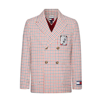 Tommy Hilfiger Disney Plaid Loose-Fit Blazer in Red Checkered Design. MW0MW315960KP