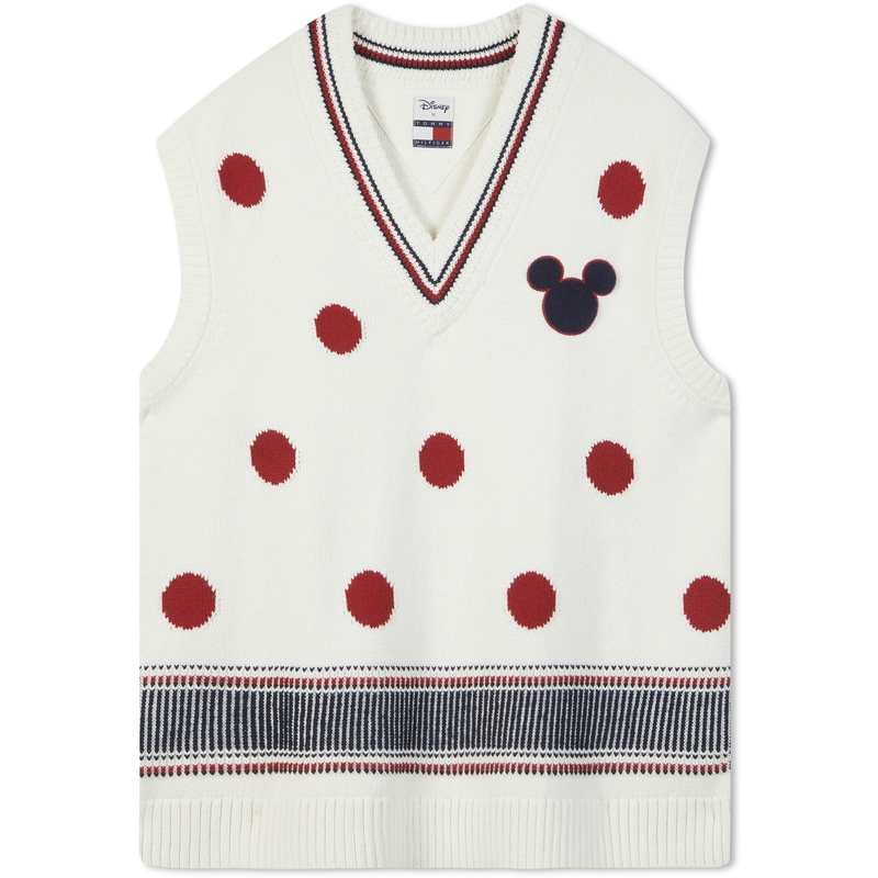 Tommy Hilfiger x Disney Unisex Loose Fit V-Neck Sleeveless Sweater. MW0MW31618YBL