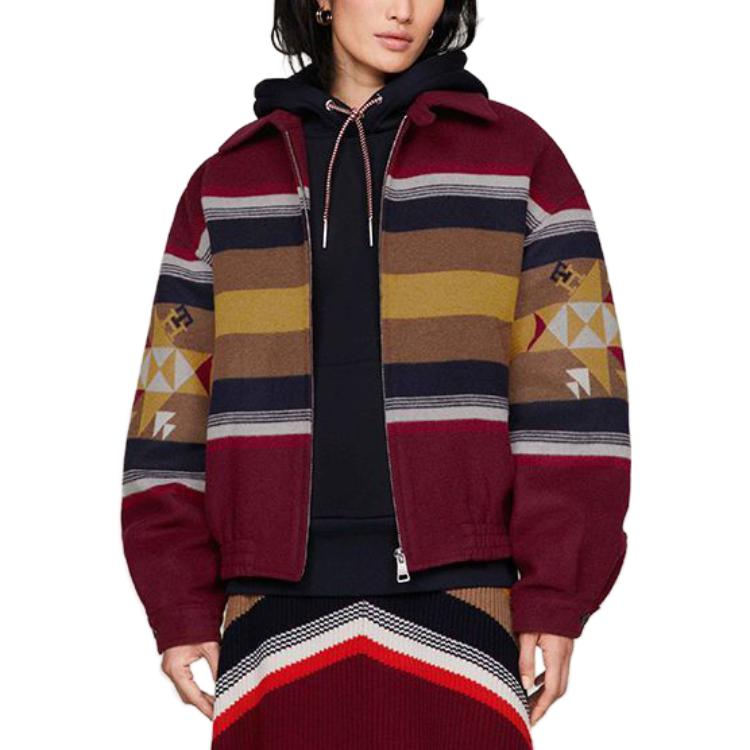 Lookbook Tommy Hilfiger x PENDLETON 寬鬆條紋拼接外套 男女同款 多色. MW0MW34029