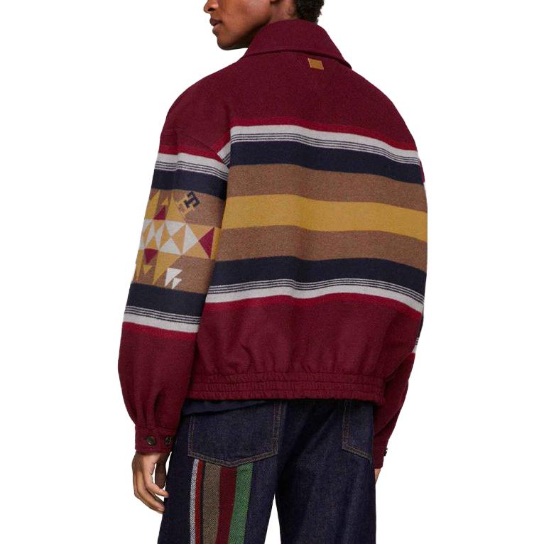 Shop Tommy Hilfiger x PENDLETON 寬鬆條紋拼接外套 男女同款 多色. MW0MW34029