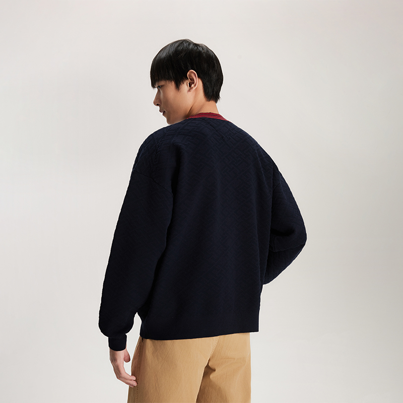 Purchase Tommy Hilfiger 龍年羊毛刺繡寬鬆V領開衫男女款 MW0MW34196