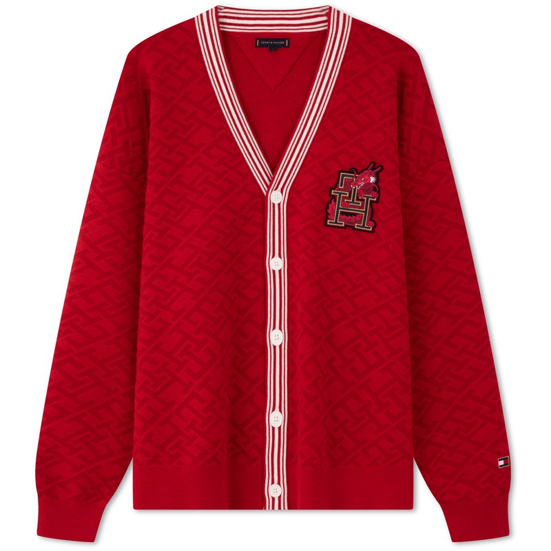 Sizing Tommy Hilfiger 龍年羊毛刺繡寬鬆V領開衫男女款 MW0MW34196