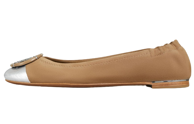 TORY BURCH Ballet Flats 'Logo Two-Tone Almond Brown'