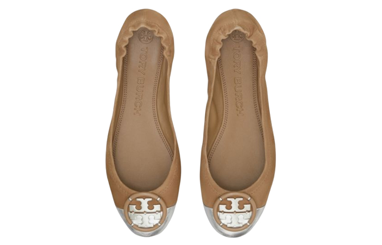 TORY BURCH Ballet Flats 'Logo Two-Tone Almond Brown' 圖 4