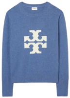Tory Burch Color Block Pattern Crewneck Sweater Blue - Long Sleeve Pullover 83213-421 Tory Burch Color Block Pattern Crewneck Sweater Blue - Long Sleeve Pullover 83213-421