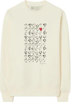 Tory Burch Heart Print Crewneck Sweatshirt Unisex Ivory Pearl White 149198-110 Tory Burch Heart Print Crewneck Sweatshirt Unisex Ivory Pearl White 149198-110