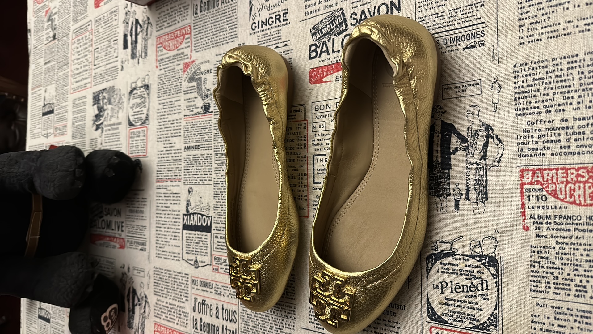 TORY BURCH J.Crew NB 520 'Melinda Ballet Metallic Tumbled Leather'