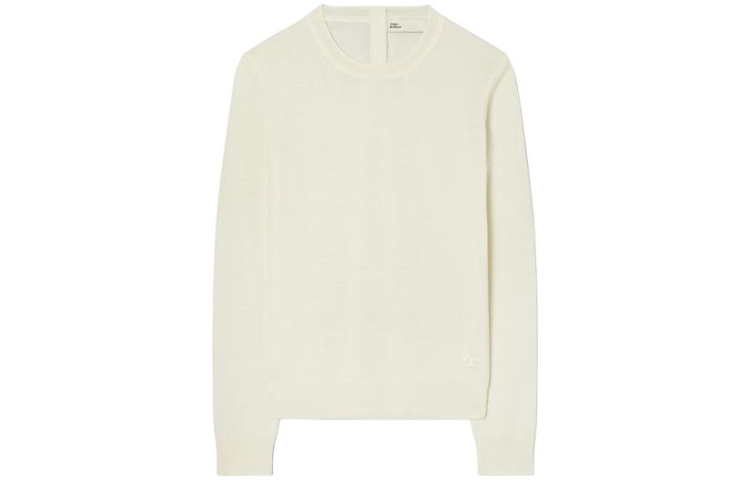 Tory Burch Solid Color Crewneck Pullover Sweatshirt Beige 157556-104