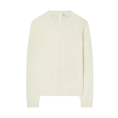 Tory Burch Solid Color Crewneck Pullover Sweatshirt Beige 157556-104
