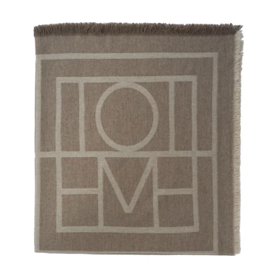 TOTEME Como Tobacco Brown Logo Print Wool Scarf Unisex Couple Style. 193854802895