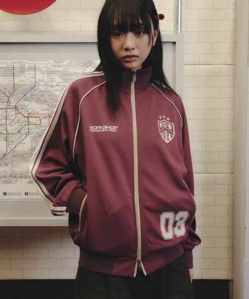 Travel Combination Tape Jersey Track Jacket Burgundy TRTVSSJK16UV9