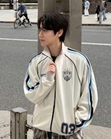 TRAVEL Combination Tape Jersey Track Jacket Ivory TRTVSSJK16UI1 TRAVEL Combination Tape Jersey Track Jacket Ivory TRTVSSJK16UI1
