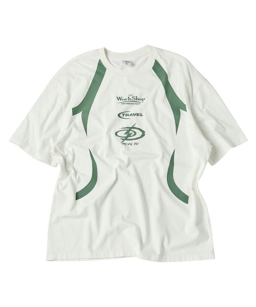 TRAVEL Logo Lineup Pigment Short Sleeve Tee Cream TRTHSURS76UI4