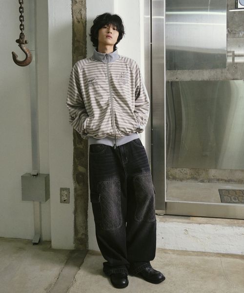 Sizing TRAVEL 스트라이프 저지 트랙 자켓 그레이 TRTXSSJK34UC4