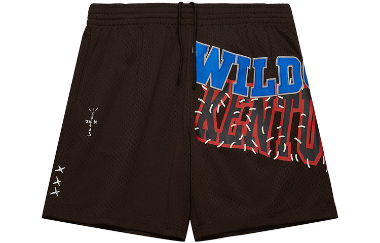 Travis Scott × Mitchell & Ness SS24 Univ. of Kentucky Brown Logo Shorts (Unisex). BT9324-UKTBROW