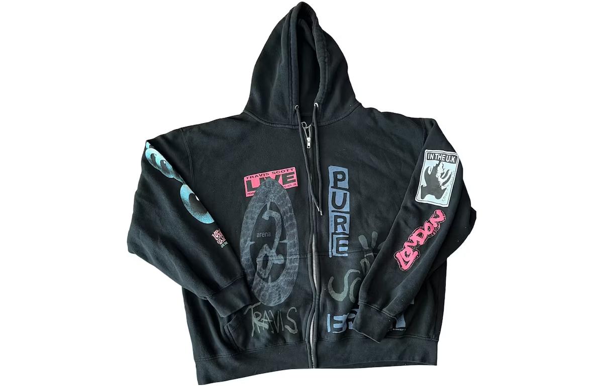Travis Alphabet Print Hoodie Jacket Men’s Black CJUK-HZ09