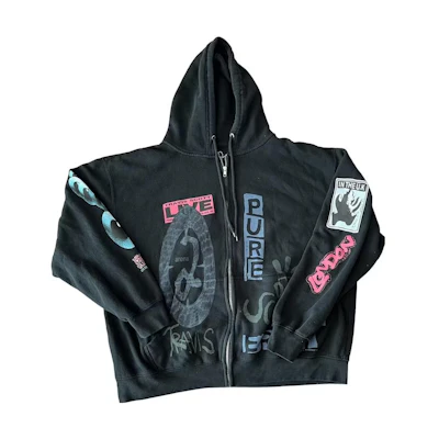 Travis Alphabet Print Hoodie Jacket Men’s Black CJUK-HZ09