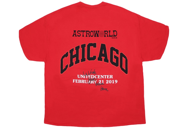 Buy Travis Scott Astroworld Chicago Eksklusif T-Shirt Merah