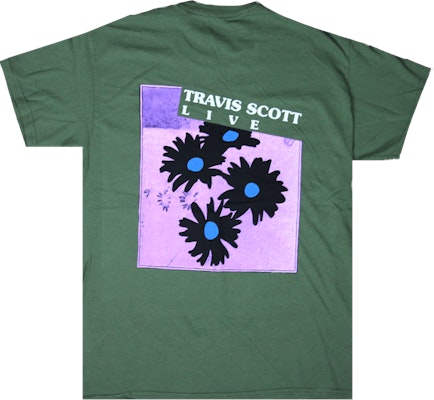 Travis Scott Astroworld Festival Run Flower Tee Olive Order Travis Scott Astroworld Festival Run Flower Tee Olive