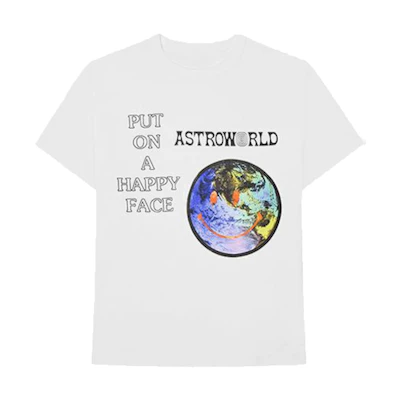 Travis Astroworld Happy Face Tee White