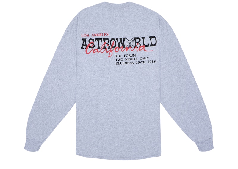 Buy 特拉维斯·斯科特Astroworld洛杉矶独占长袖T恤灰色