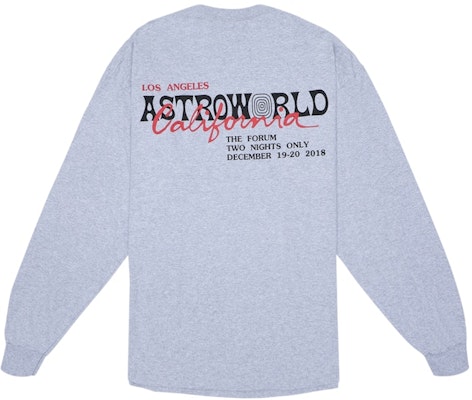 Travis Scott Astroworld LA Eksklusif Baju Lengan Panjang Kelabu Buy Travis Scott Astroworld LA Eksklusif Baju Lengan Panjang Kelabu