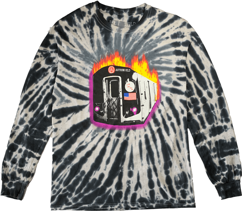 Buy 崔維斯·史考特《Astroworld》巡迴燃燒列車巴克萊長袖紮染T恤