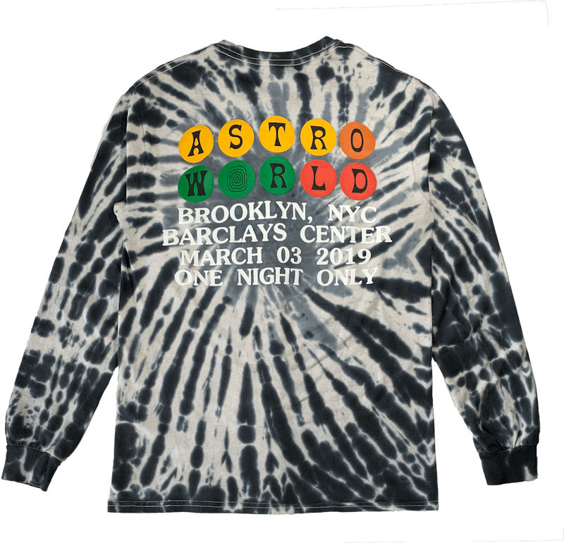 Travis Astroworld Tour Burning Train Barclays L/S Tee Tie Dye 圖 2