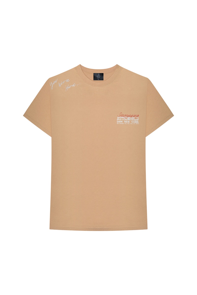 Travis Astroworld DSM NY Wish You Were Here Tee Tan